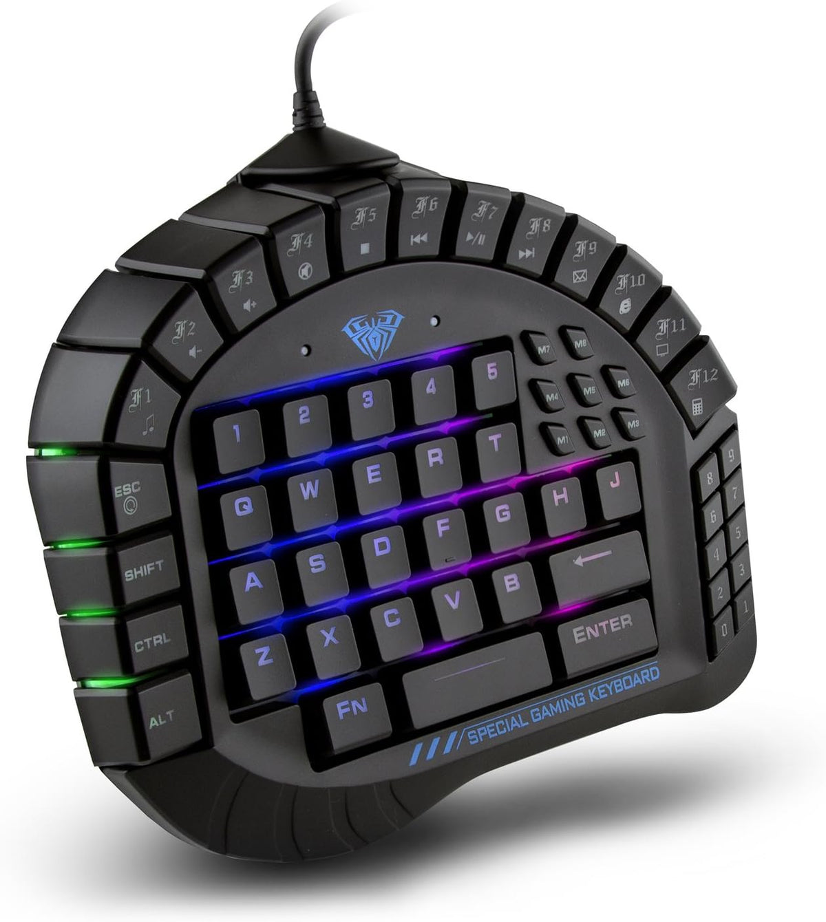 One Handed Mechanical Gaming Keyboard with Blue Switches and RGB Backlit Effects T579655