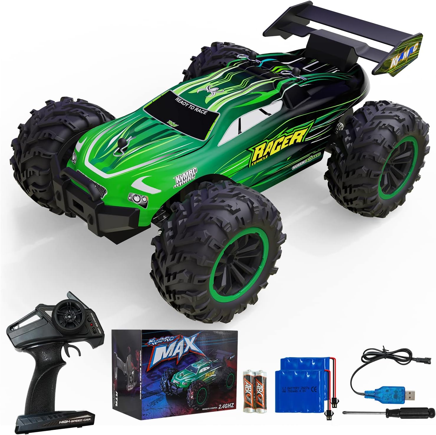 1:18 Scale 2WD RC Monster Truck with 2 Rechargeable Batteries B458