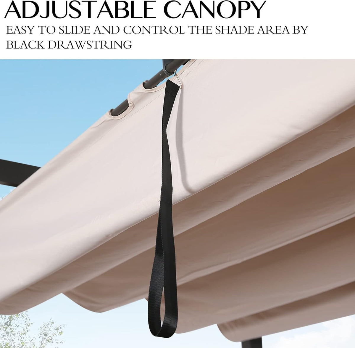 Beige Aluminum Pergola with Sun Shade Canopy K594674
