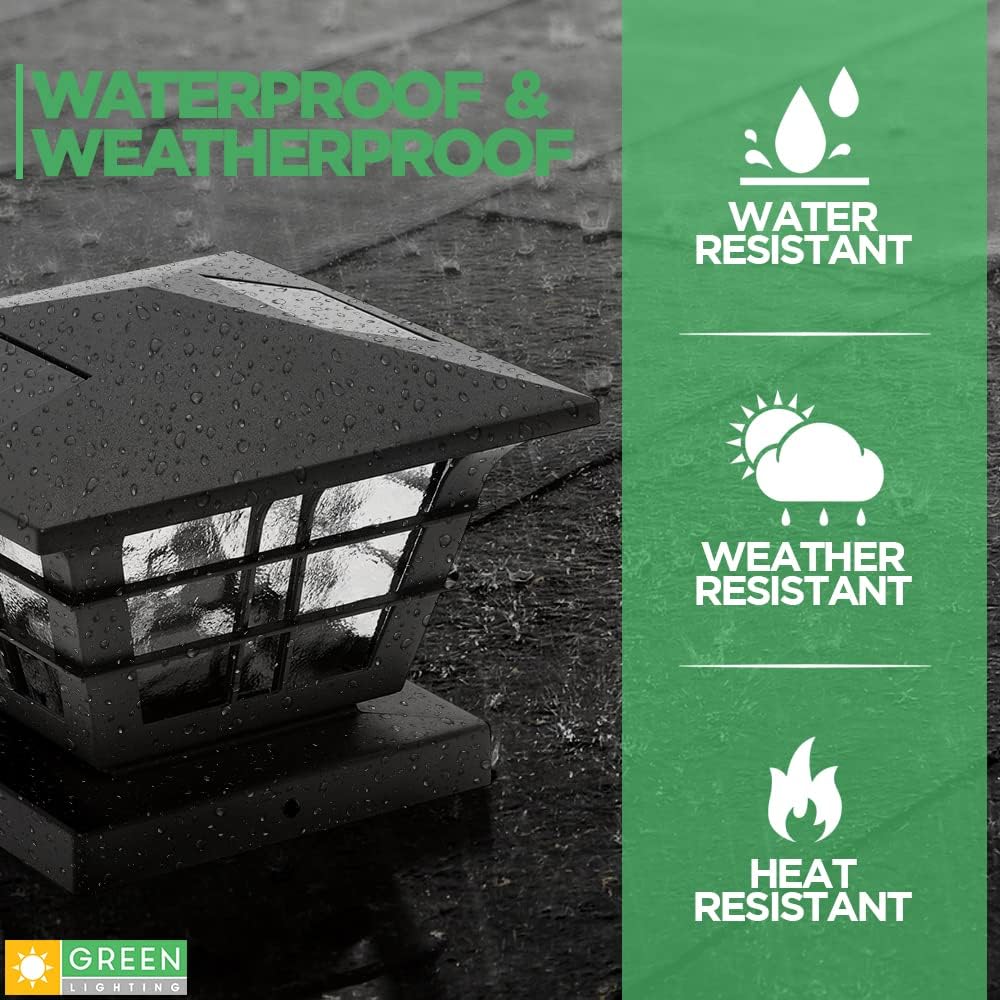 12 Pack Black Solar Powered Post Cap Light Y93948