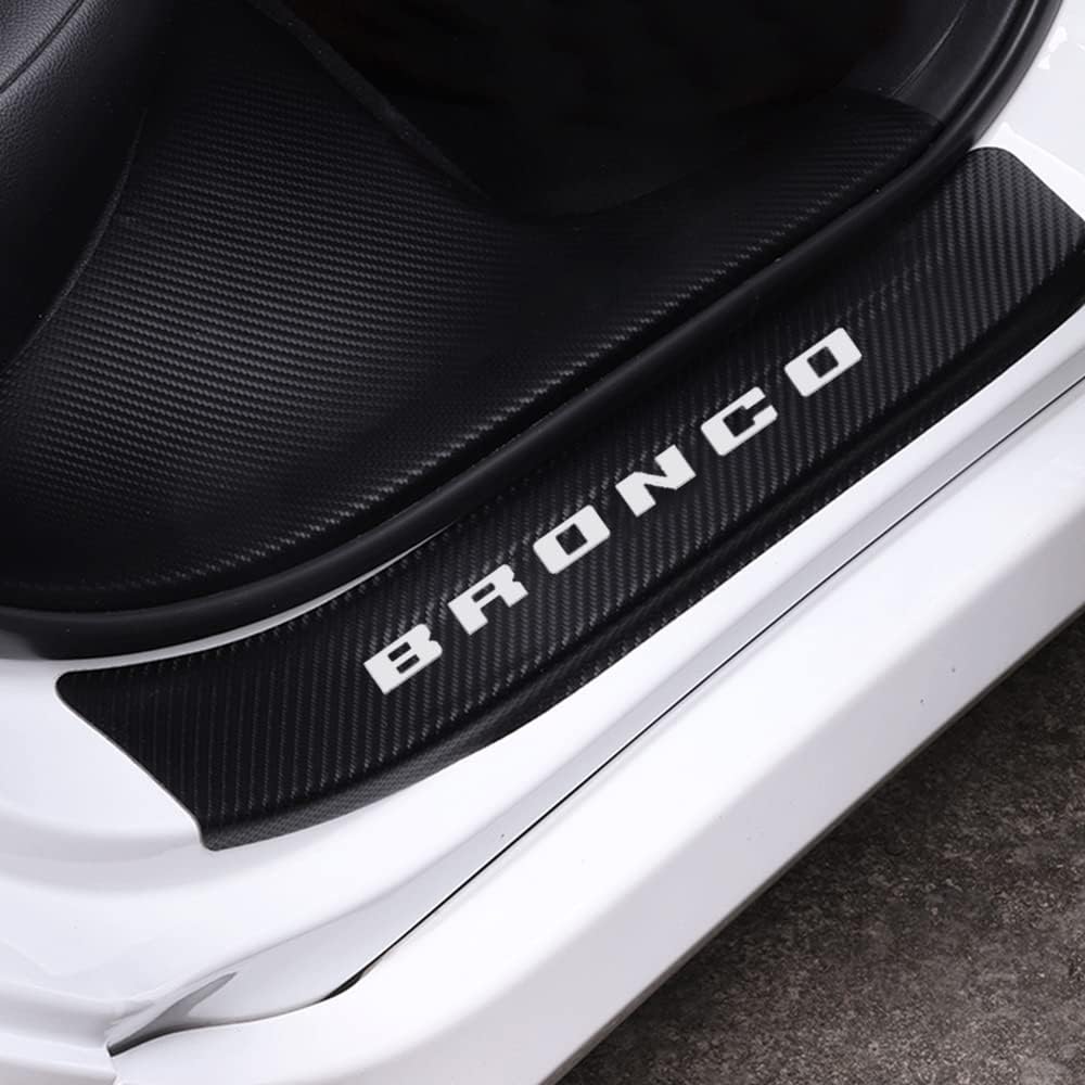 Carbon Fiber Vinyl Sticker Car Door Sill Protector Scuff Plate Pack of 2 M891