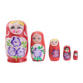 Red Travel Wooden Doll Decor 5 Pcs X163