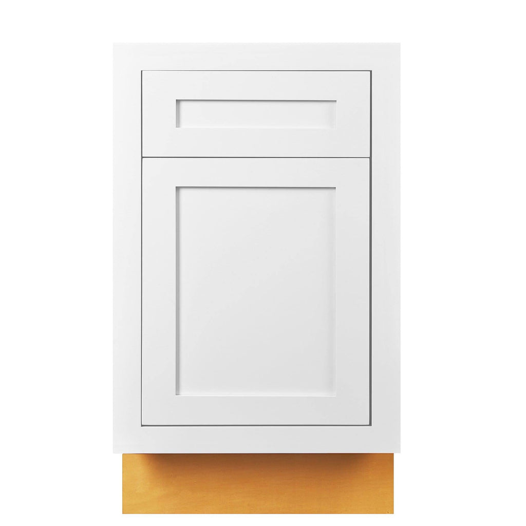 21 inch Wide Base Cabinet Snow White Inset Shaker Single Door Single Drawer Unassembled C7229