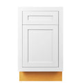 21 inch Wide Base Cabinet Snow White Inset Shaker Single Door Single Drawer Unassembled C7229