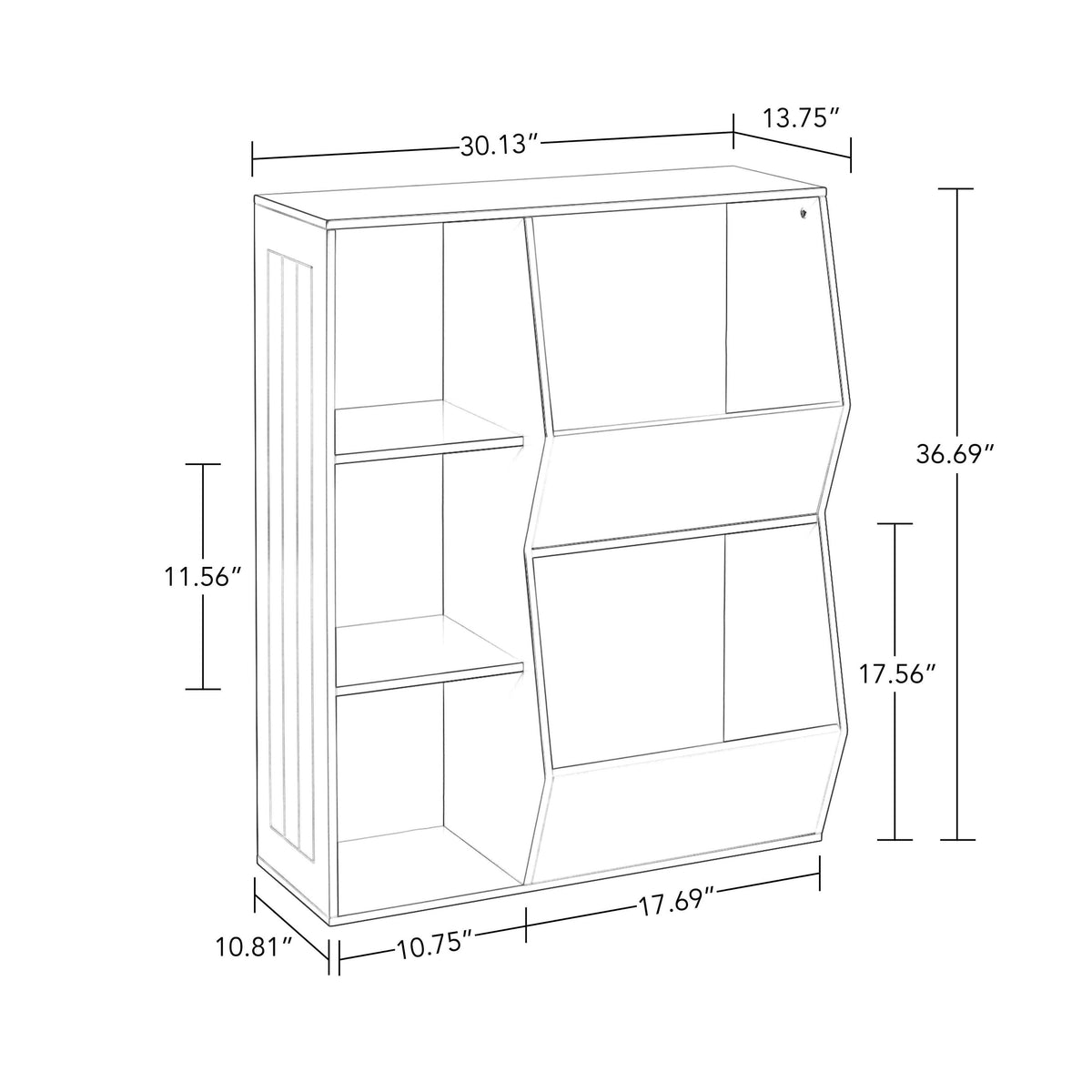 White 3-Cubby 2-Veggie Bin Floor Cabinet S810
