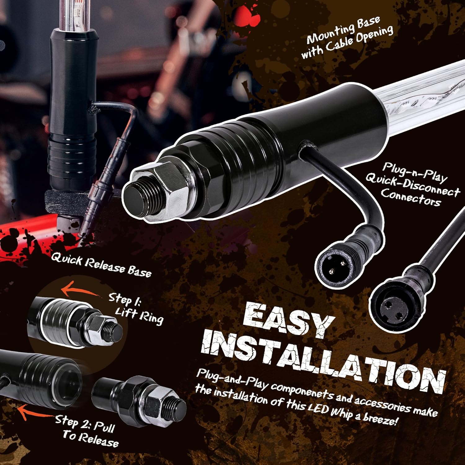 LED Whip Light Antenna for UTV ATV F596