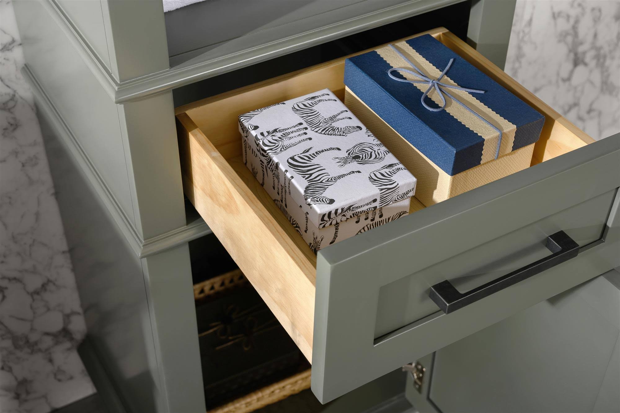 Pewter Green Linen Cabinet U7403