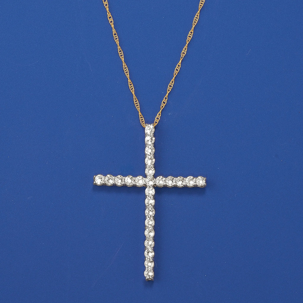 Diamond Cross Pendant Necklace in 14kt Yellow Gold Z366065