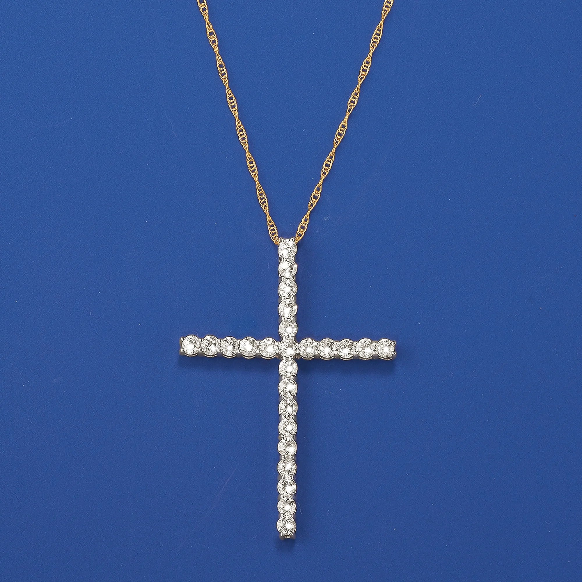 Diamond Cross Pendant Necklace in 14kt Yellow Gold Z366065