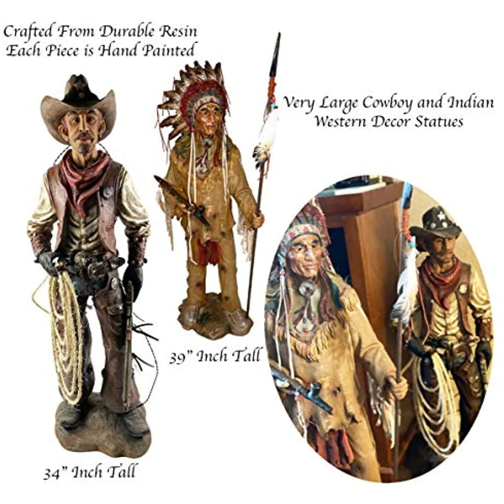 Western Cowboy Statue Hand Painted Figurine K201