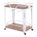 Vintage White Metal Bar Cart with Brown Bamboo O312751