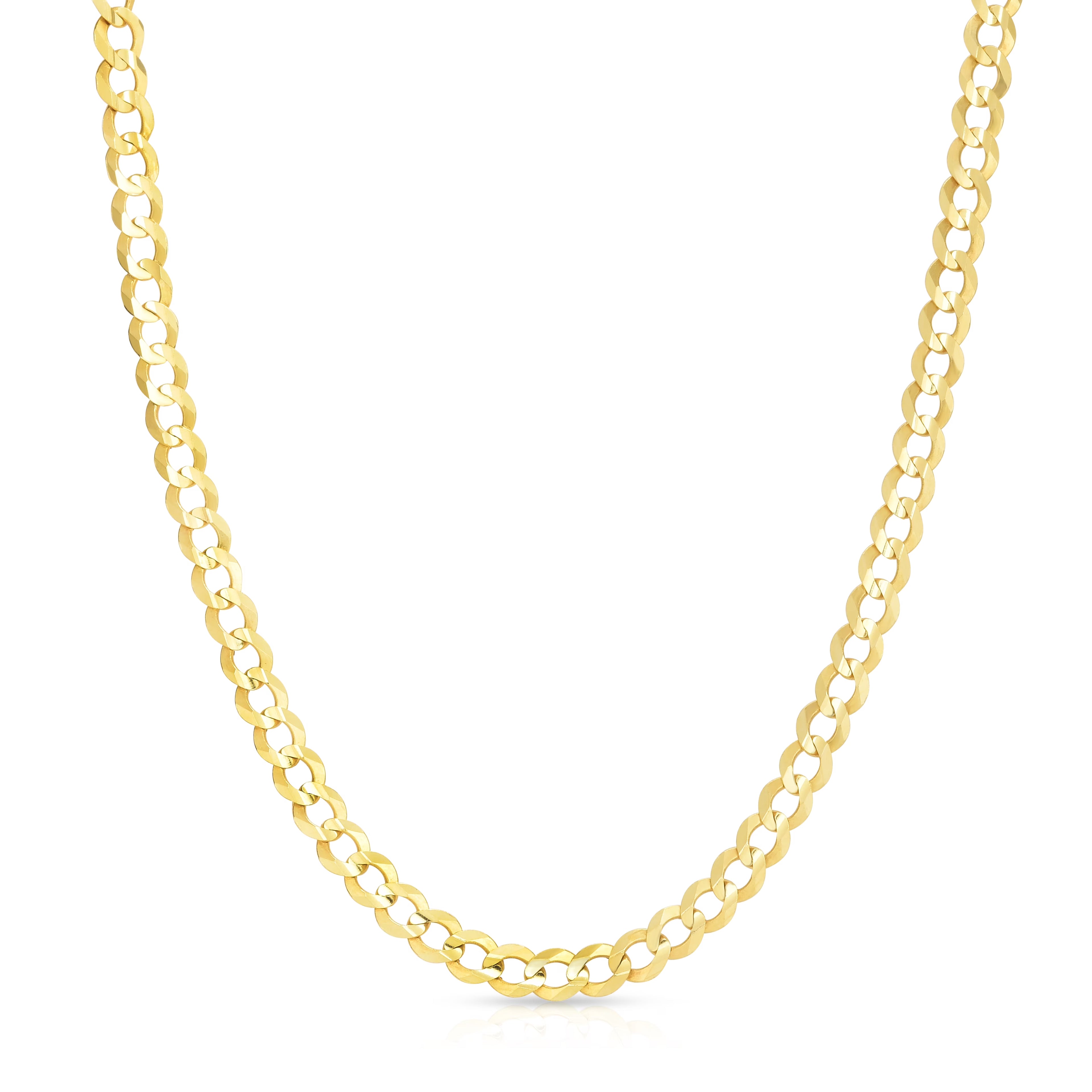 10k Yellow Gold Mens Solid Curb Chain Necklace 7mm N540