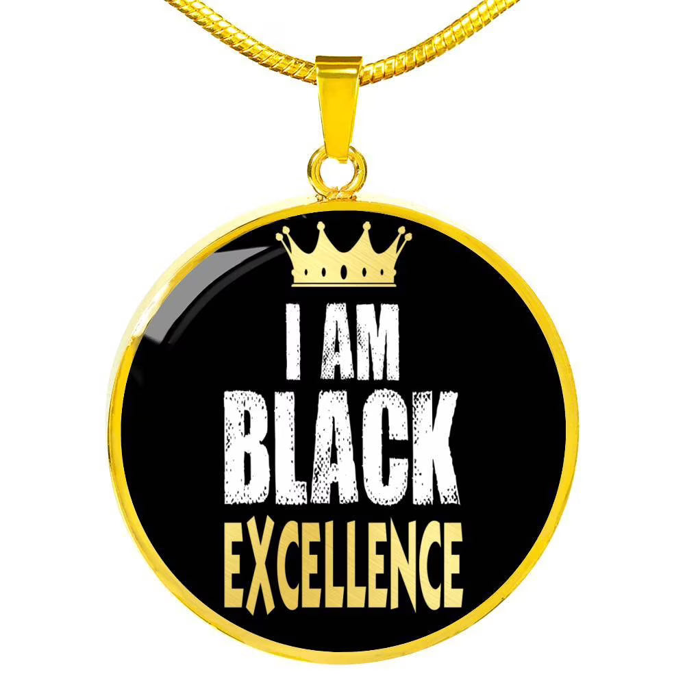 Black Excellence Circle Pendant Necklace Stainless Steel T24157