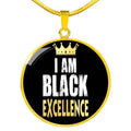 Black Excellence Circle Pendant Necklace Stainless Steel T24157