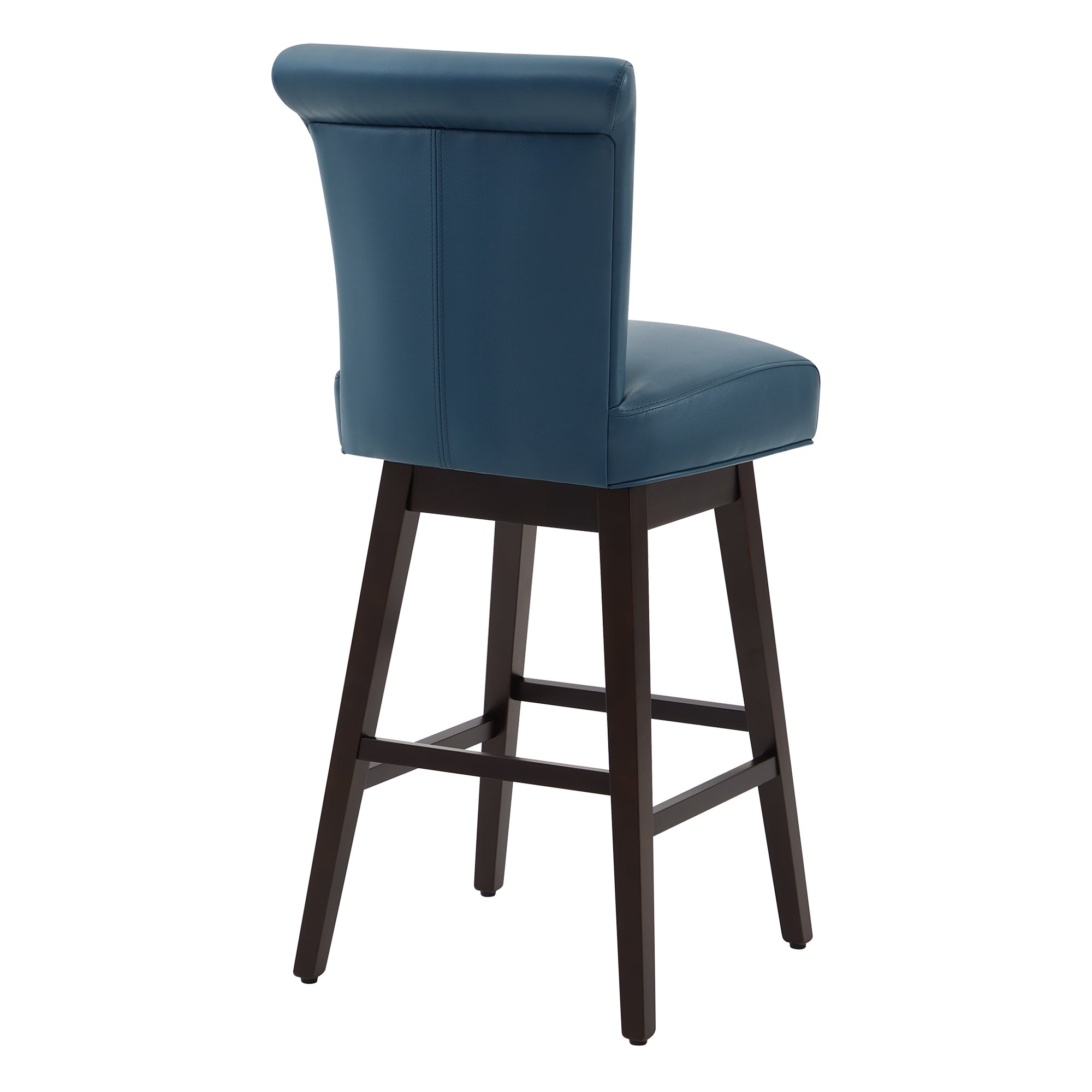 Dark Blue Faux Leather Upholstered Swivel Counter Bar Stools Set of 2 H141735