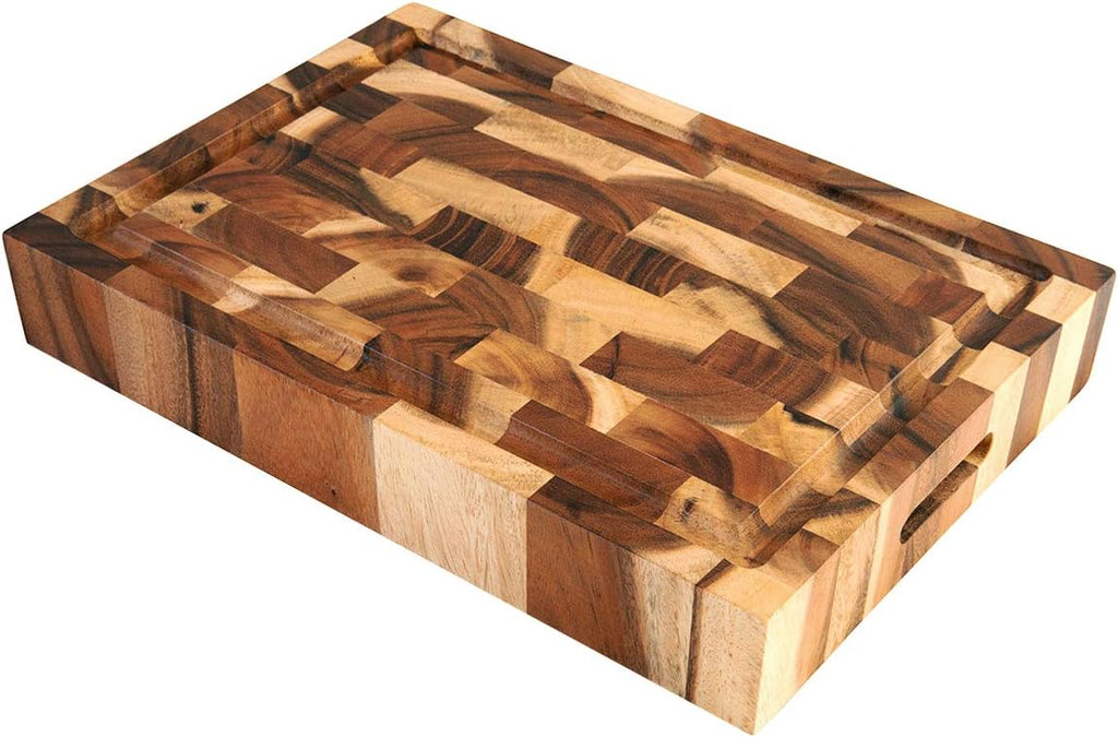 Large Wood Cutting Board with Juice Groove, 2.5 Inch Thick, 17x12 Inch End Grain Block V1733