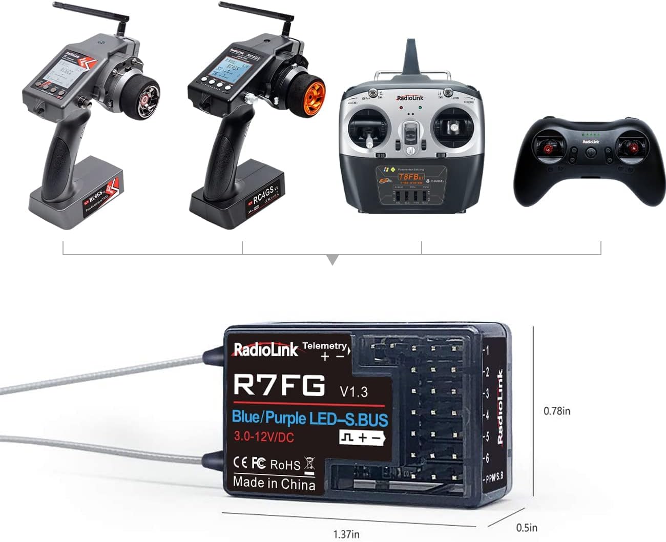 7 Channel 2.4GHz RC Car Receiver Pack of 2 E9502
