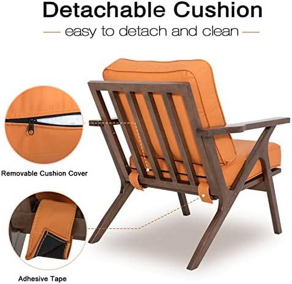 Mid Century Modern Solid Wood Faux Leather Armchair V341