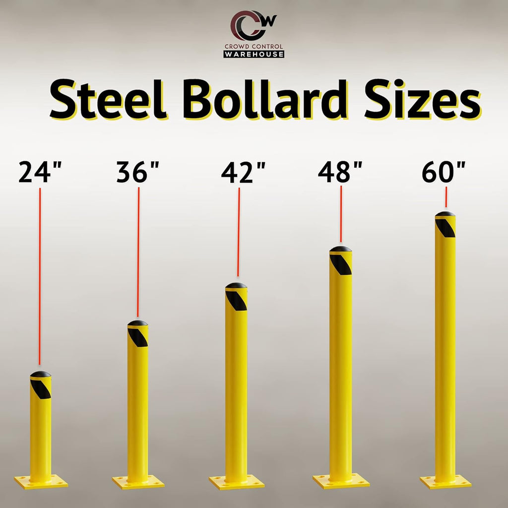 Yellow Powder Coated Steel Bollards, 36in x 4.5in S720025
