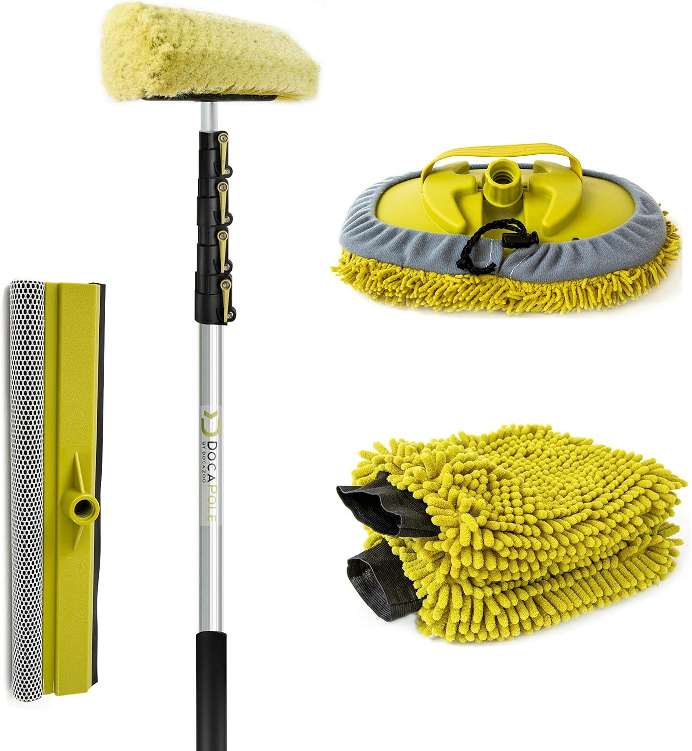5-12 Foot Car Cleaning Kit with Soft Car Wash Brush, Car Squeegee, Car Wash Mitt, Microfiber Cleaning Head & Extension Pole U786