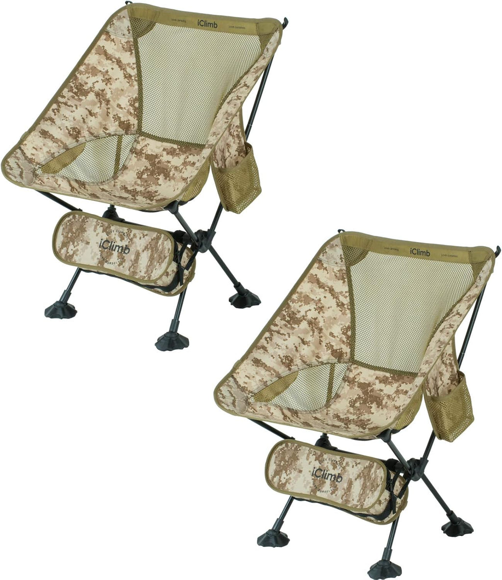 2PC Ultralight Compact Camping Folding Beach Chair with Anti-Sinking Large Feet Q289051