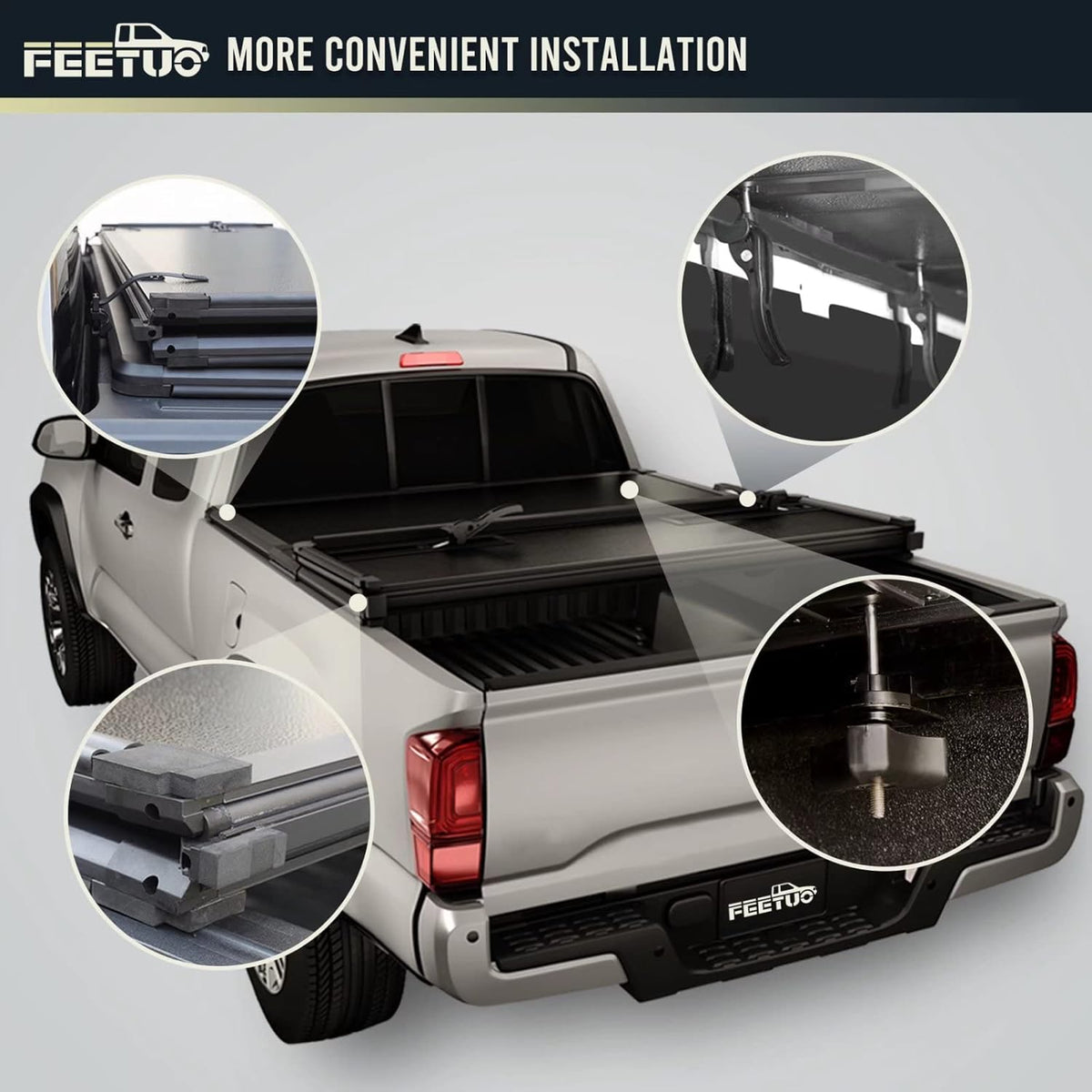 FRP Hard Tri-Fold Tonneau Cover Truck Bed H44029