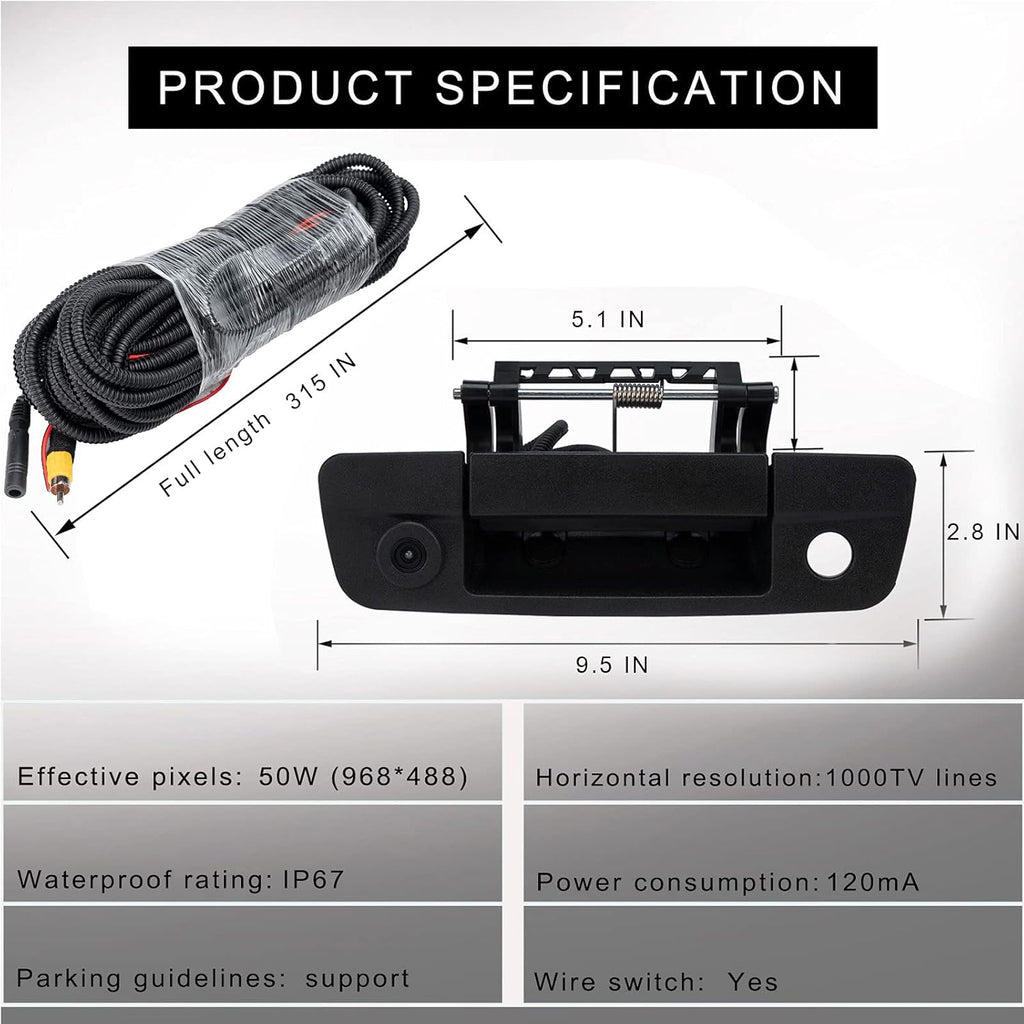 Tailgate Handle Camera Compatible with Dodge Ram 1500 2009-2017, 2500 3500 2010-2017, Pack of 2 B71133