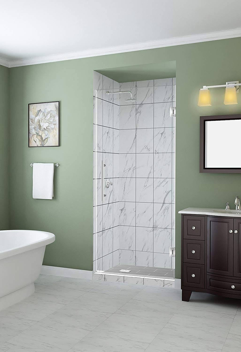 72x22 High x 35x22 Wide Frameless Shower Door Stainless Steel J61775