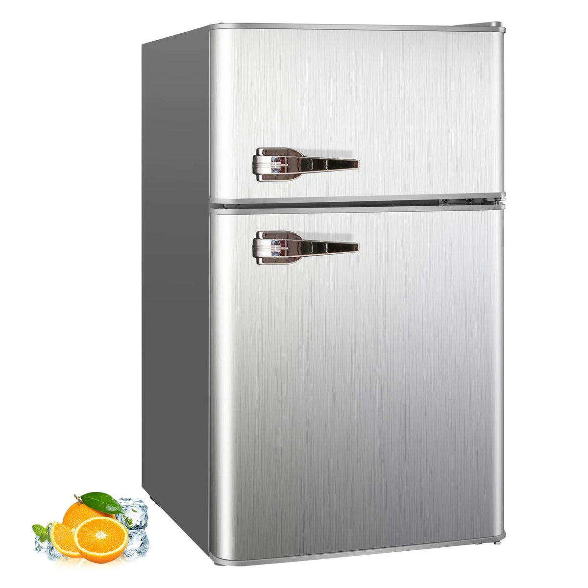 3.2 Cu.ft Double Door Compact Refrigerator with Removable Glass Shelves F4958