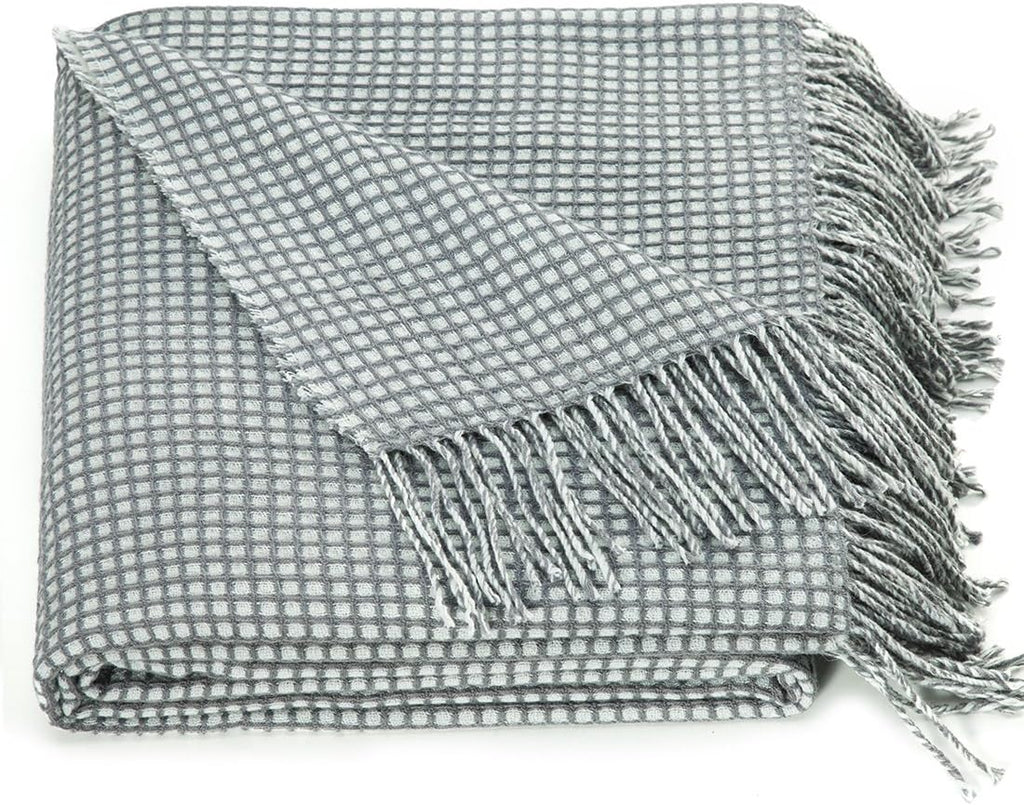 Denim Blue Wool Throw Blanket R330