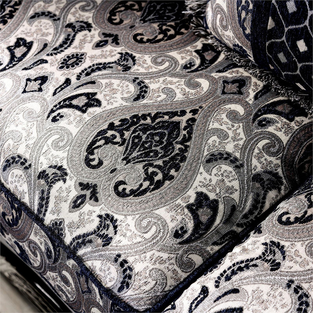 Chenille Upholstered Loveseat with Pillows in Silver L233