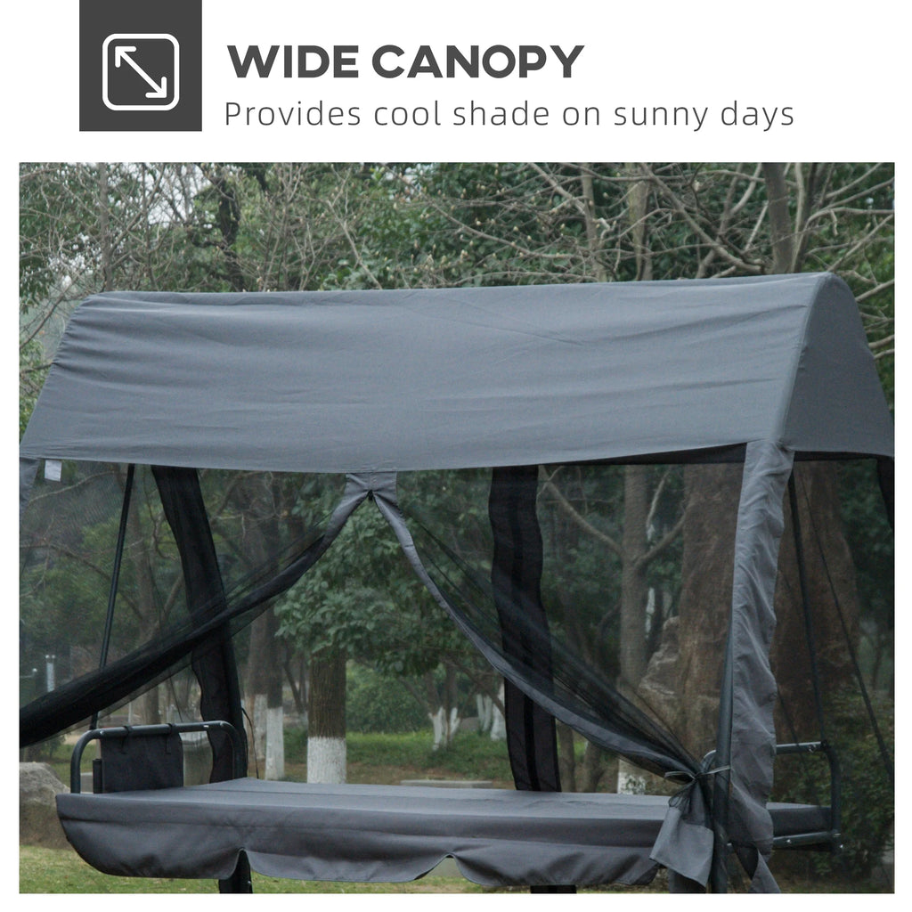 Gray 3-Seat Outdoor Swing Chair Bed E961749
