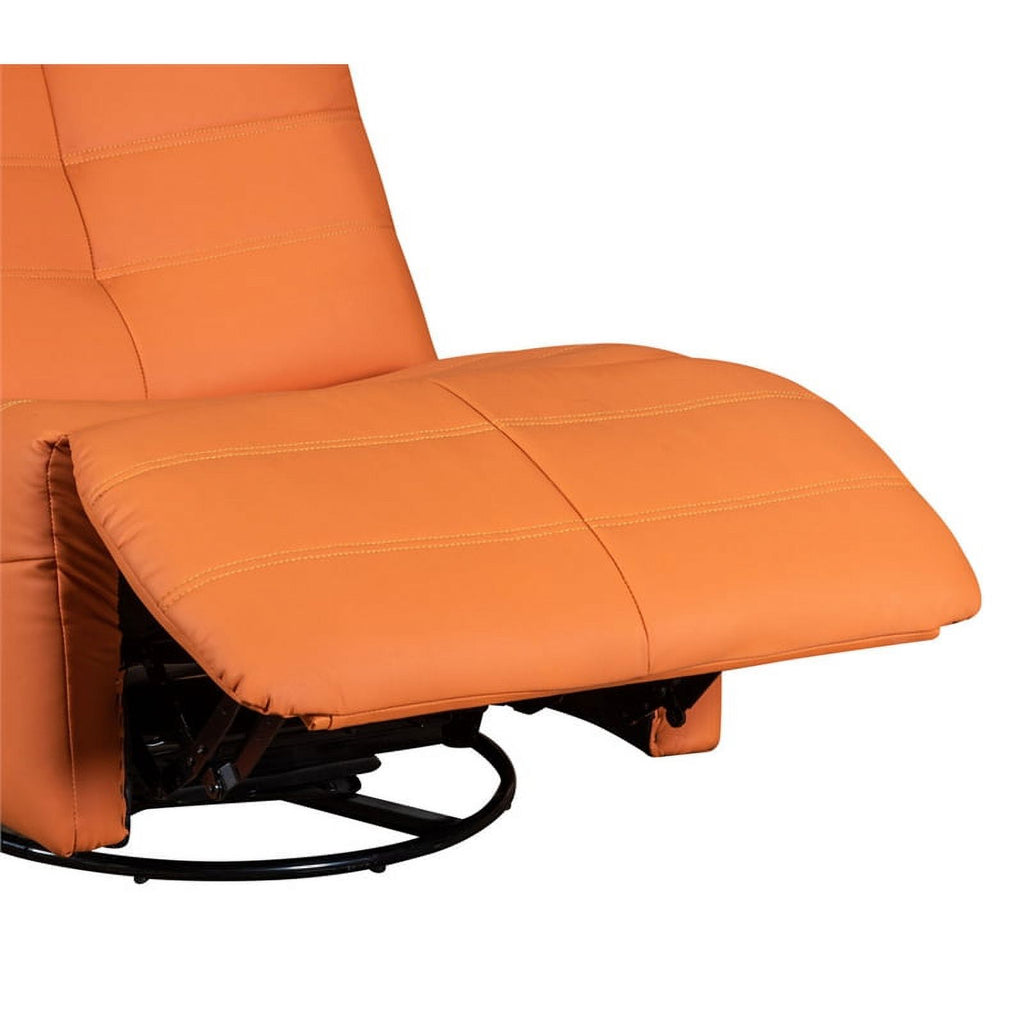 Modern Orange Faux Leather Swivel Glider Recliner N117191
