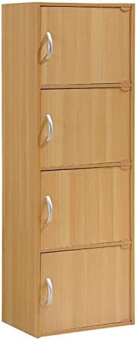 4 Shelf 4 Door Bookcase in Beech E64056