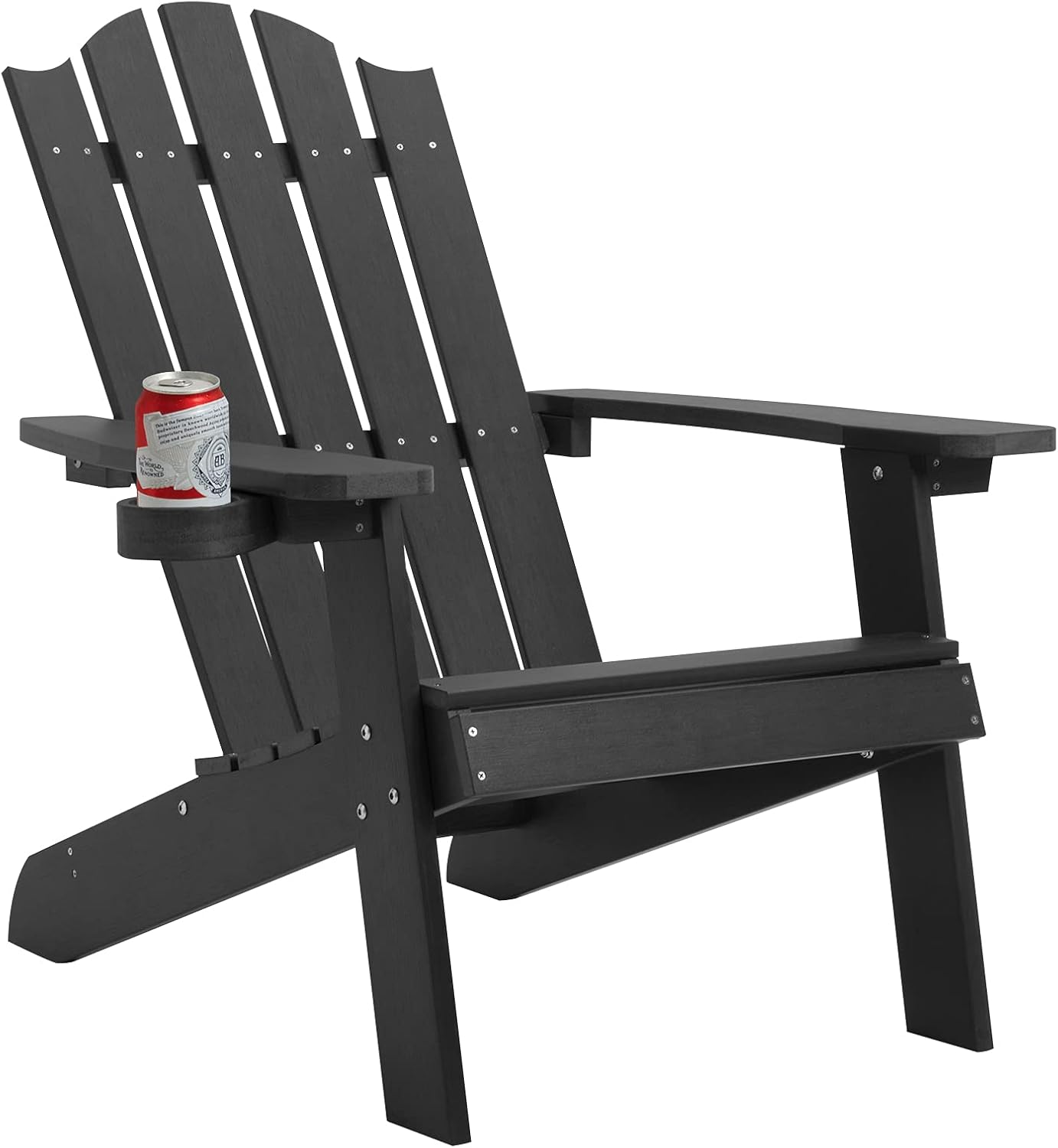 Dark Blue Plastic Adirondack Chair with Cup Holder L71230