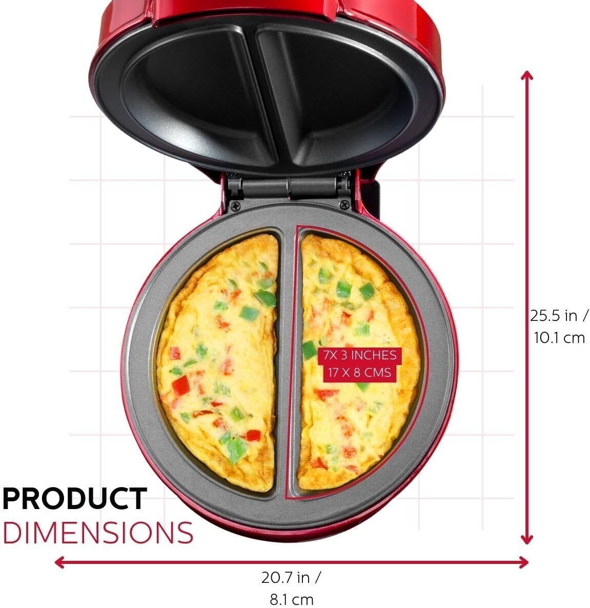 Metallic Red Non-Stick 2 Section Omelet & Frittata Pan F3002