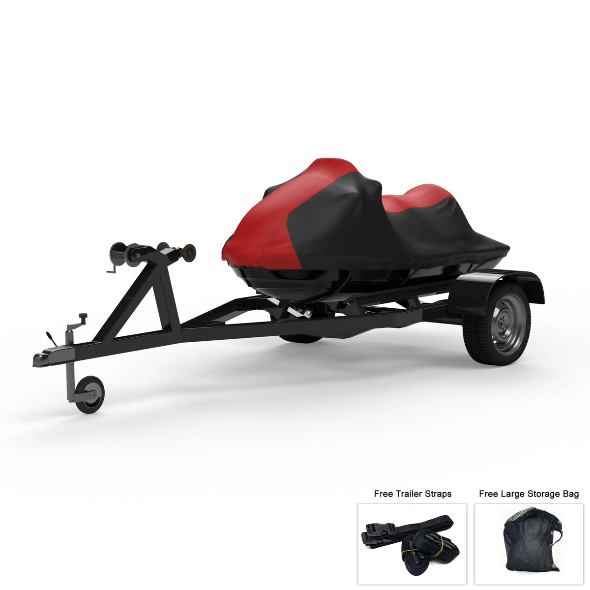 Red / Black All Weather Trailerable Jet Ski Cover with Trailer Straps and Storage Bag O725242
