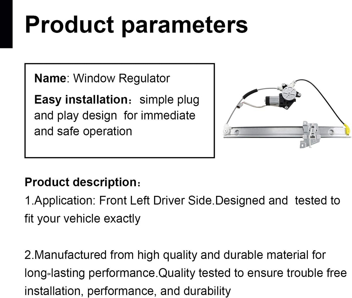 Front Passenger Side Power Window Regulator with Motor Assembly Pack of 2 W98782