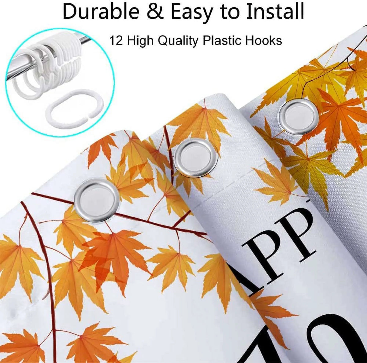 Fall Gnomes Fabric Shower Curtain Set with Hooks 72X72" T440640