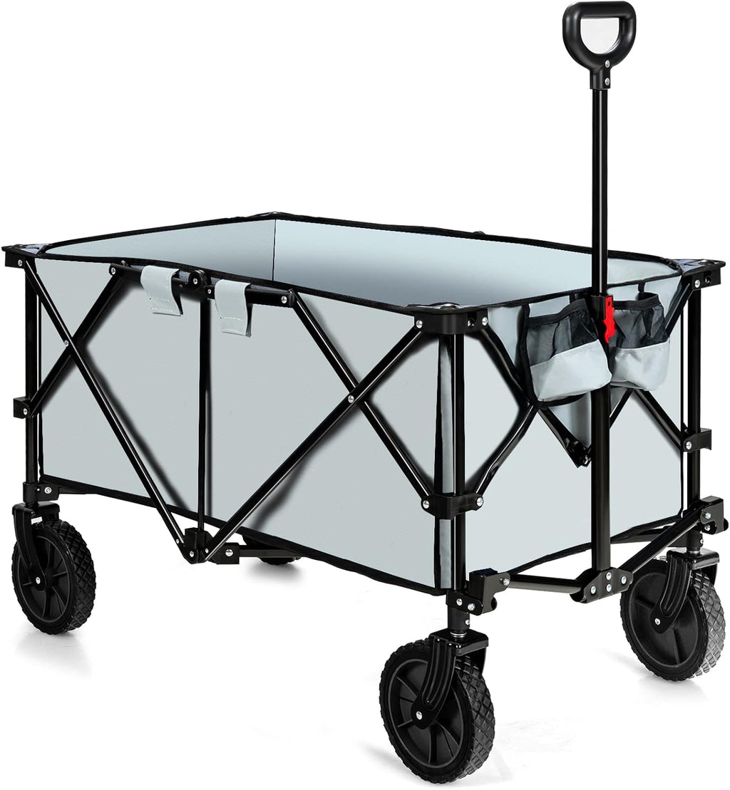 Grey Collapsible Folding Utility Wagon Cart with Cover Bag B145528