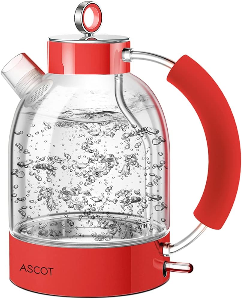 Beige Glass Electric Kettle 1.7L 1500W Cordless, Pack of 2 W564