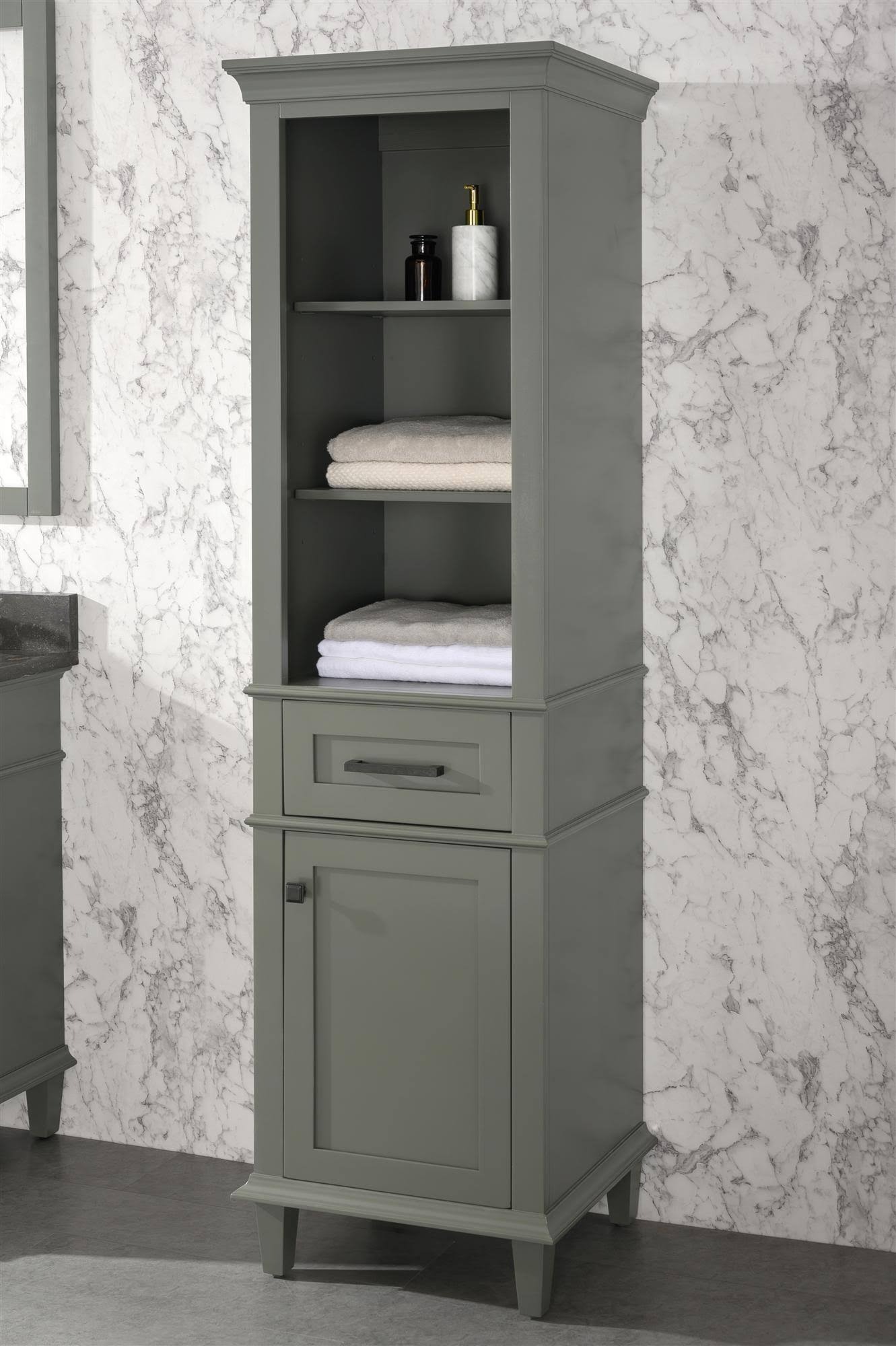 Pewter Green Linen Cabinet U7403