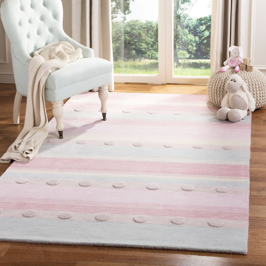 Light Blue / Pink Square Kids Rug T294977