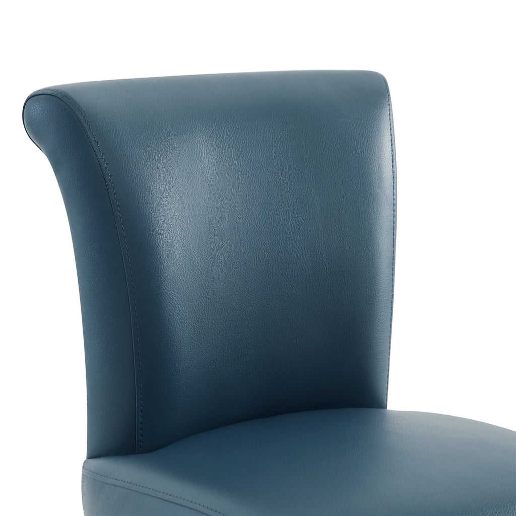 Dark Blue Faux Leather Upholstered Swivel Counter Bar Stools Set of 2 H141735