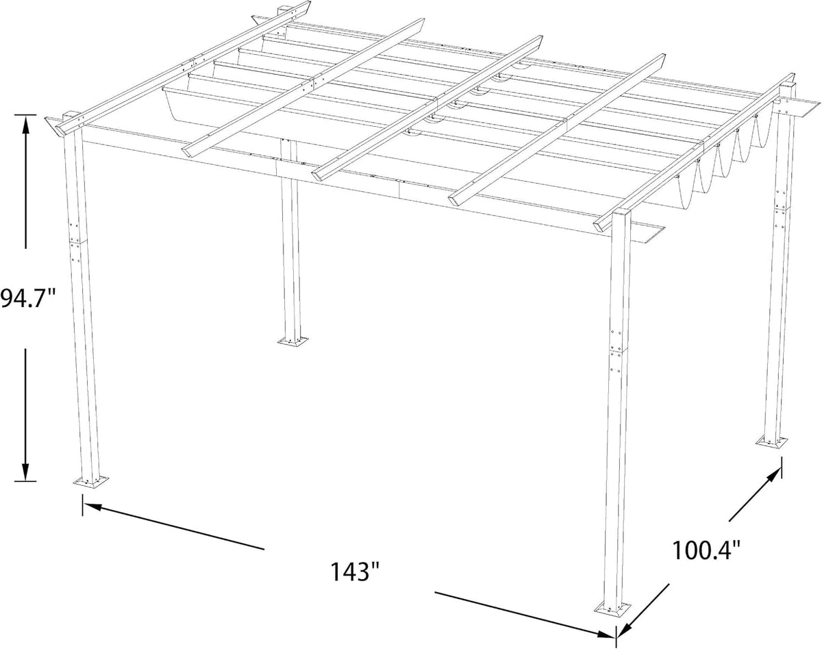 Beige Aluminum Pergola with Sun Shade Canopy K594674