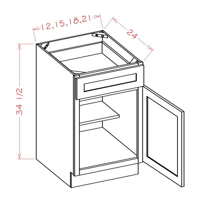 White 1 Door 1 Drawer 1 Shelf Base Cabinet E424285