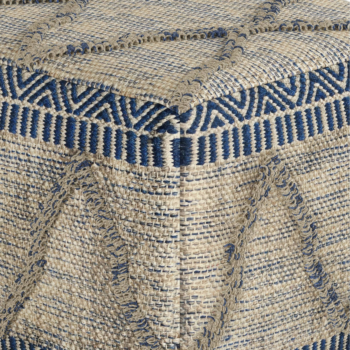 Square Pouf Blue/Natural T787211
