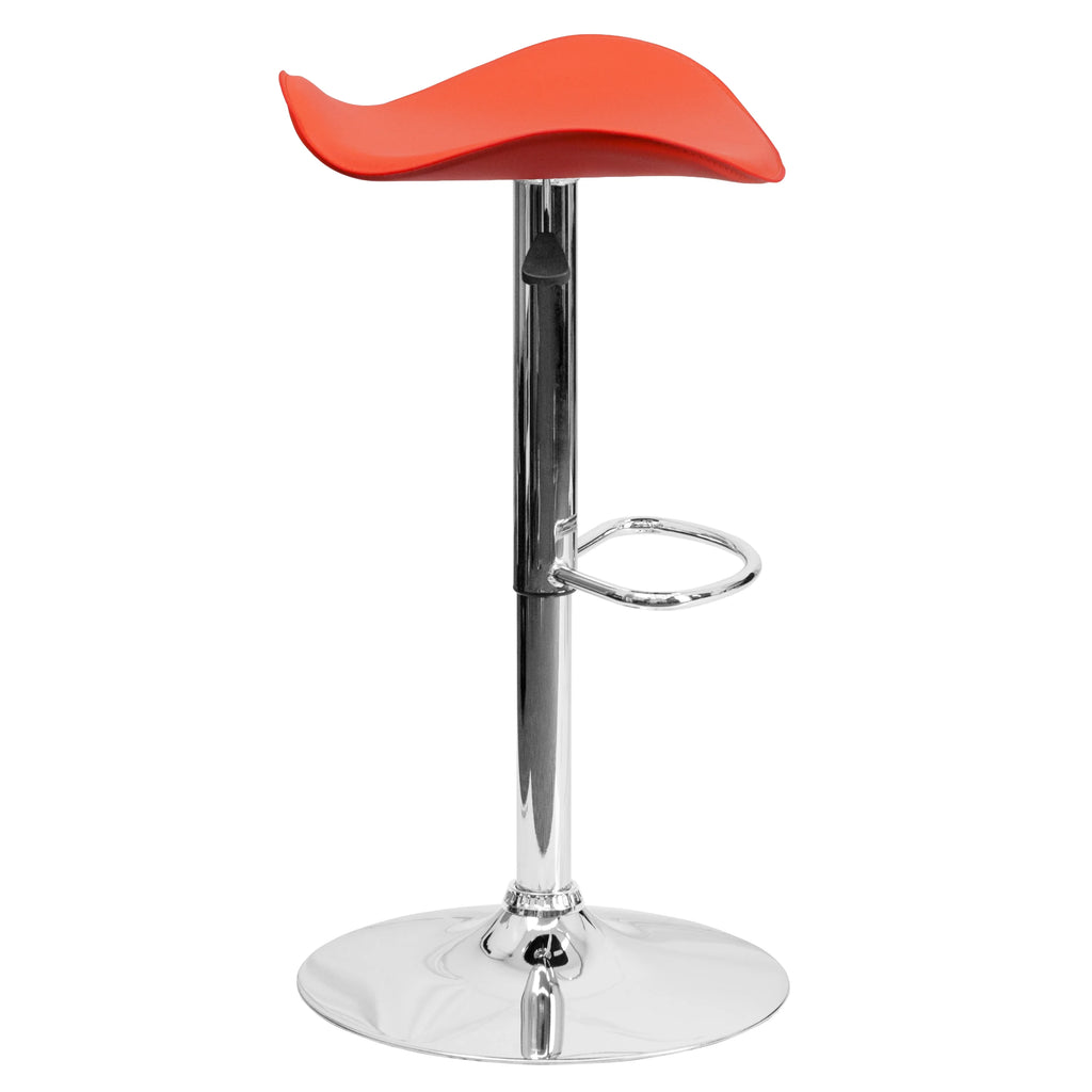 Orange Vinyl Adjustable Height Barstool with Chrome Base L420372