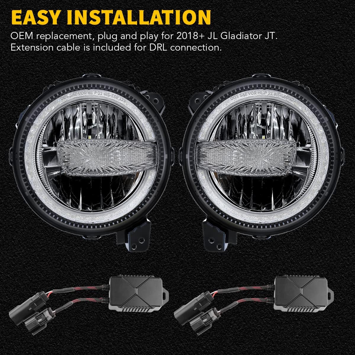 9 Inch Round LED Headlights with DRL High Low Beam K687