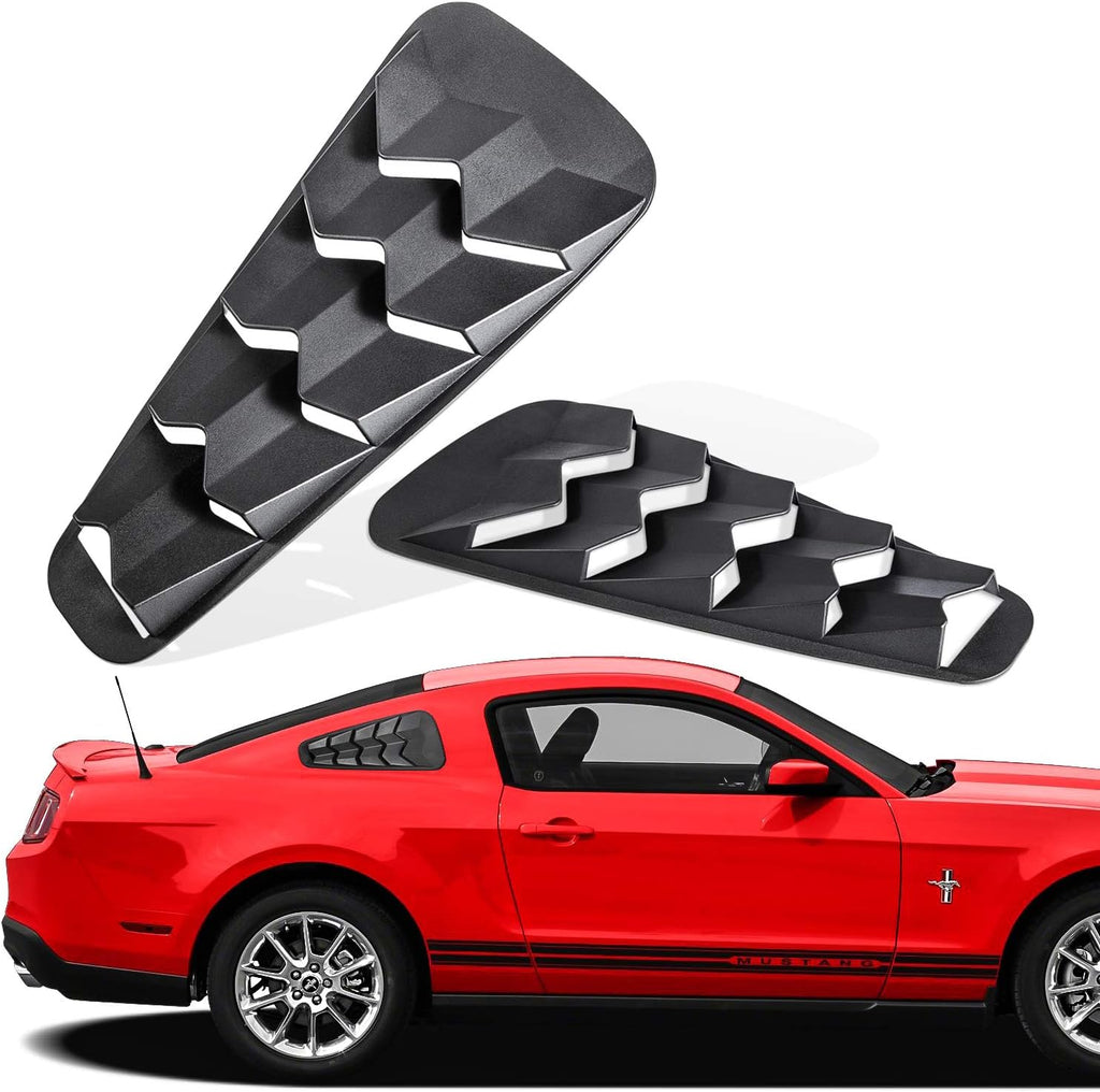 Rear+Side Window Louvers Windshield Sun Shade Cover for Ford Mustang (ABS Matte Black) R48126